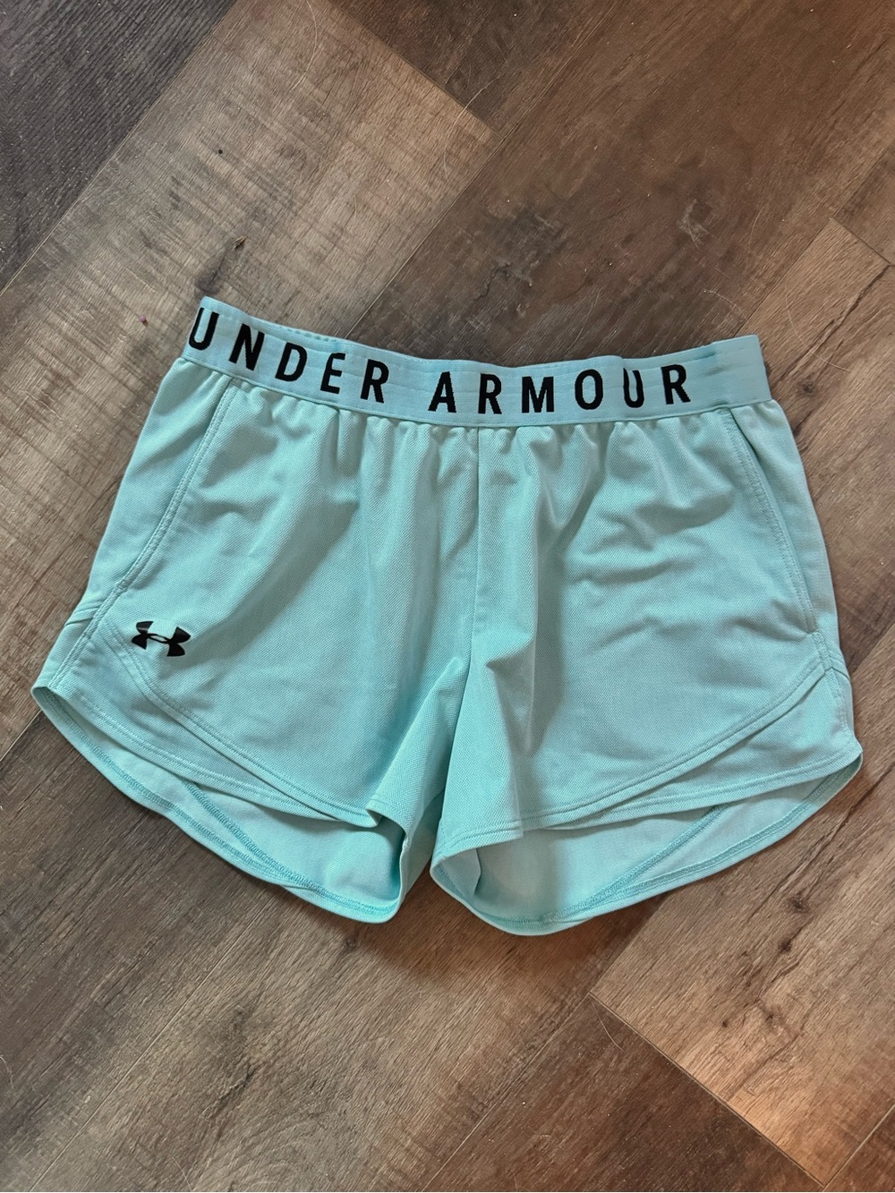 Under Armour Women's Blue Athletic Shorts with Branded Waistband